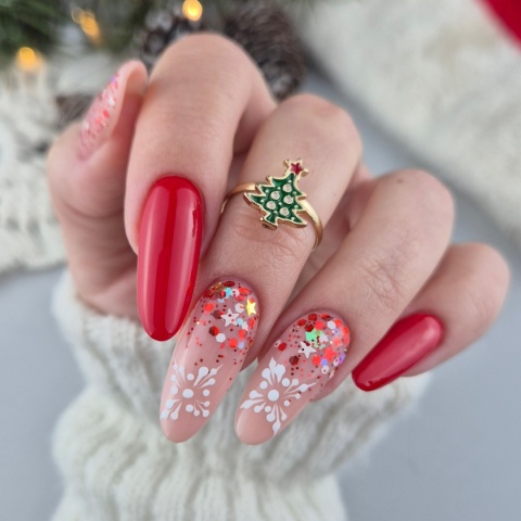 YOSHI HoHoTop No4 10 ml – świąteczny top UV/LED z czerwonym blaskiem