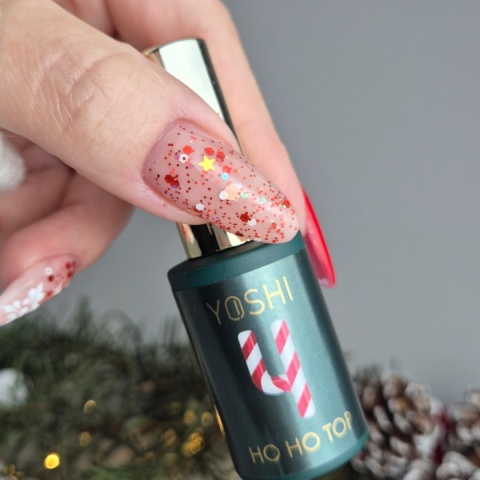 YOSHI HoHoTop No4 10 ml – świąteczny top UV/LED z czerwonym blaskiem