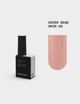 BIBLIOTEKA Cover Base Skin 6 – ciepła beżowo-różowa baza nude, 10 ml