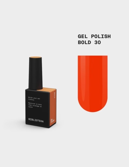 BIBLIOTEKA Gel Polish Bold 30 – chłodny pomarańczowy lakier hybrydowy, 10 ml