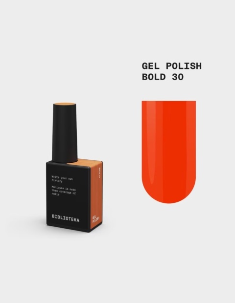 BIBLIOTEKA Gel Polish Bold 30 – chłodny pomarańczowy lakier hybrydowy, 10 ml