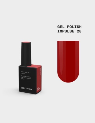BIBLIOTEKA Gel Polish Impulse 28 – intensywnie czerwony lakier hybrydowy, 10 ml