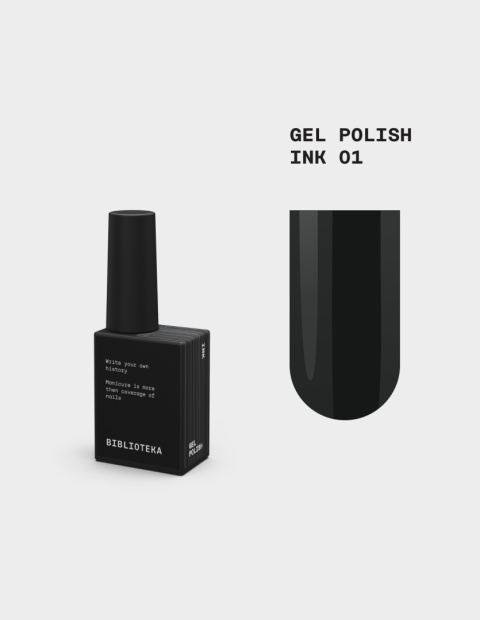 BIBLIOTEKA Gel Polish Ink 01 – czarny lakier hybrydowy, 10 ml