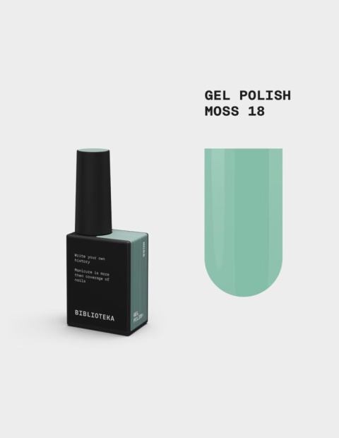 BIBLIOTEKA Gel Polish Moss 18 – ciepły zielony lakier hybrydowy, 10 ml