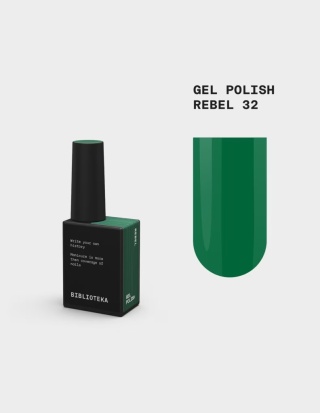 BIBLIOTEKA Gel Polish Rebel 32 – ciemnozielony lakier hybrydowy, 10 ml