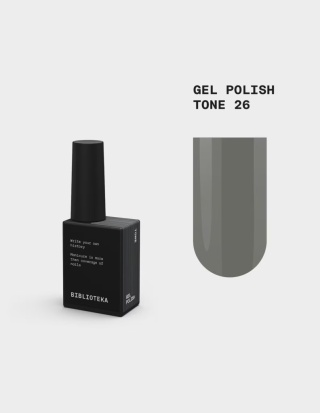 BIBLIOTEKA Gel Polish Tone 26 – grafitowy lakier hybrydowy, 10 ml