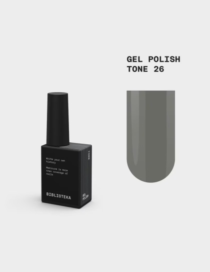 BIBLIOTEKA Gel Polish Tone 26 – grafitowy lakier hybrydowy, 10 ml