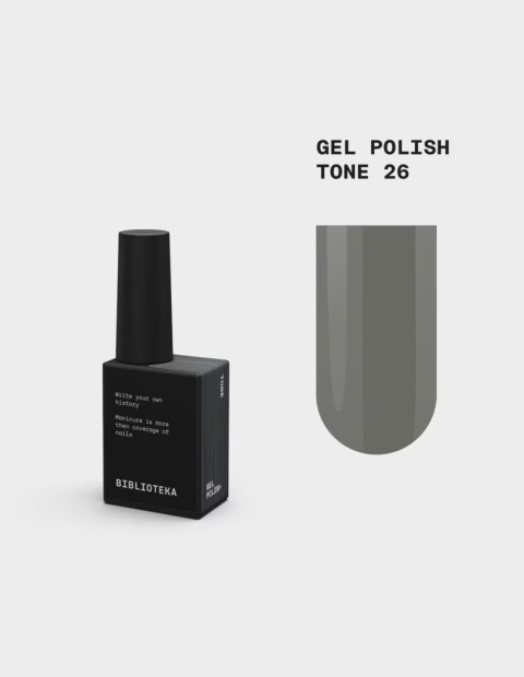 BIBLIOTEKA Gel Polish Tone 26 – grafitowy lakier hybrydowy, 10 ml