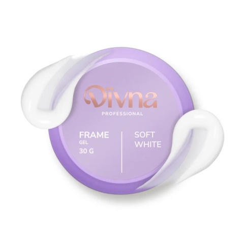 DIVNA Frame Gel Soft White 30 g – średniogęsty samopoziomujący żel do wzmocnienia i przedłużania