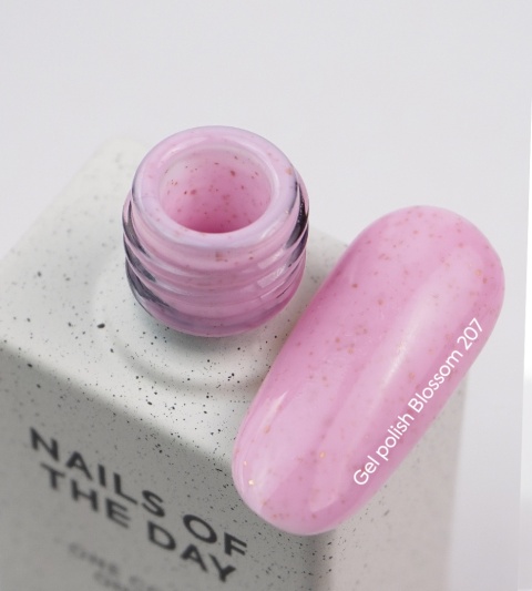 NAILSOFTHEDAY Blossom Gel Polish – różowy lakier hybrydowy ze złotą drobinką, 10 ml