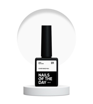 NAILSOFTHEDAY Cover Base NEW Milk 01 – półprzezroczysta chłodno-mleczna baza hybrydowa, 10 ml