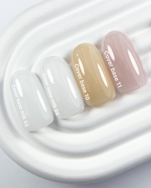 NAILSOFTHEDAY Cover Base NEW Milk 04 – półprzezroczysta mleczna baza hybrydowa ze srebrnym brokatem, 10 ml