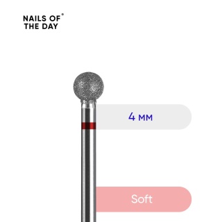 NAILSOFTHEDAY Frez diamentowy kulka czerwona 4 mm – delikatny