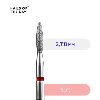 NAILSOFTHEDAY Frez diamentowy płomyk czerwony 2,1 × 8 mm – do skórek