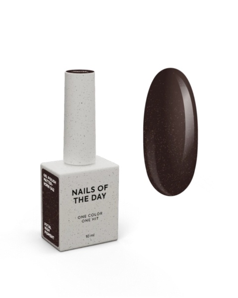 NAILSOFTHEDAY Matterhorn Gel Polish – czekoladowo-brązowy lakier hybrydowy ze złotą drobinką, 10 ml