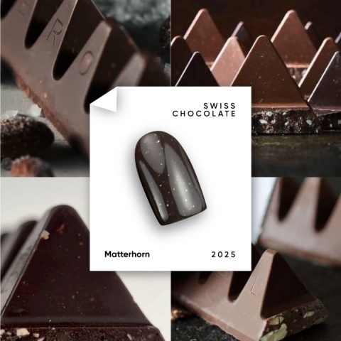 NAILSOFTHEDAY Matterhorn Gel Polish – czekoladowo-brązowy lakier hybrydowy ze złotą drobinką, 10 ml