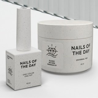 NAILSOFTHEDAY Universal Top – błyszczący top hybrydowy bez dyspersji, minimalne filtry UV, 10 ml