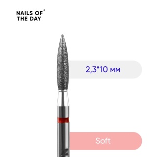 NAILSOFTHEDAY frez diamentowy płomyk czerwony 2,3×10 mm – delikatny frez do skórek