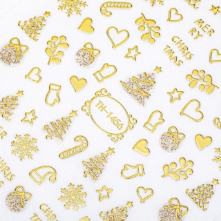 Naklejki do paznokci samoprzylepne świąteczne złote Molly Nails TH-1456