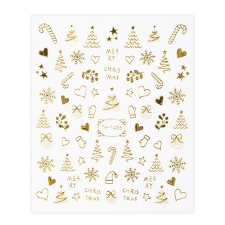 Naklejki do paznokci samoprzylepne świąteczne złote Molly Nails TH-1456