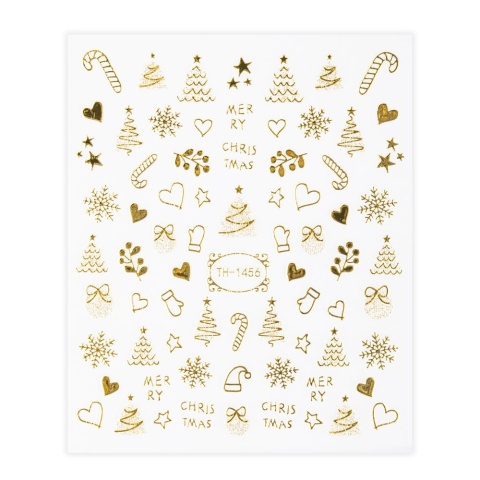 Naklejki do paznokci samoprzylepne świąteczne złote Molly Nails TH-1456
