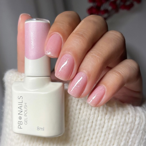 PB NAILS Lumipink Gel Polish - mleczno-różowy lakier hybrydowy z perłową drobinką, 8 ml