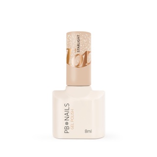 PB NAILS Starlight Top Coat - transparentny top hybrydowy z multikolorową drobinką, 8 ml
