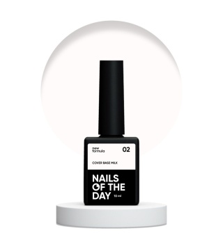 NAILSOFTHEDAY Cover Base NEW Milk 02 – półprzezroczysta mleczna baza hybrydowa, 10 ml