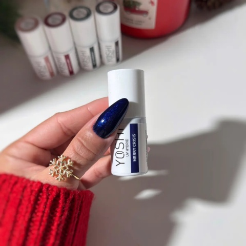 Lakier Hybrydowy Yoshi 254 Merry Crysis 6 ml – granat z drobiną