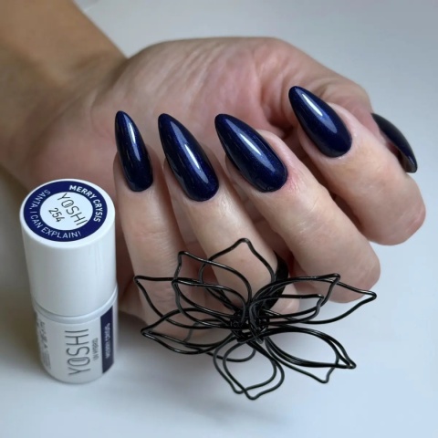 Lakier Hybrydowy Yoshi 254 Merry Crysis 6 ml – granat z drobiną