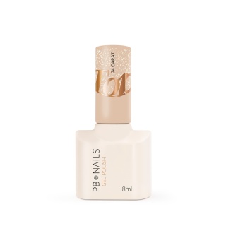 PB NAILS 24 Carat Top Coat - transparentny top hybrydowy ze złotą drobinką, 8 ml