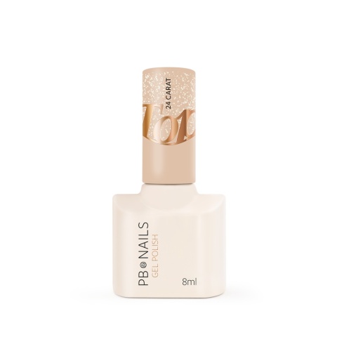 PB NAILS 24 Carat Top Coat - transparentny top hybrydowy ze złotą drobinką, 8 ml