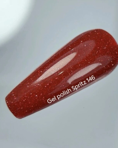 NAILSOFTHEDAY Spritz Gel Polish – jaskrawo czerwony lakier hybrydowy z odblaskową drobinką 10 ml
