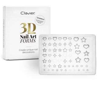 Clavier formy silikonowe 3D do zdobień paznokci Nail Art Forms nr 05 gwiazdy i serca