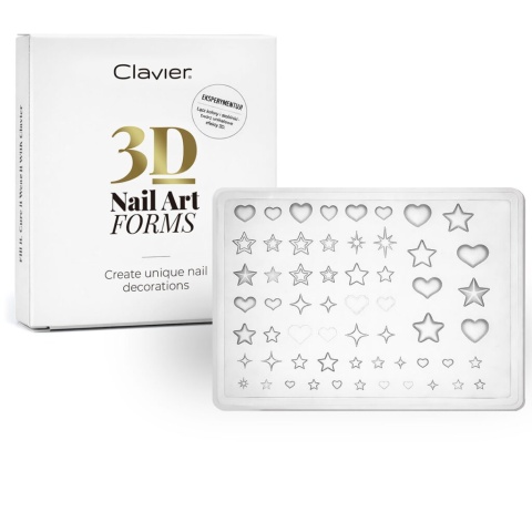 Clavier formy silikonowe 3D do zdobień paznokci Nail Art Forms nr 05 gwiazdy i serca