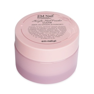 EM Nail Akryl Przezroczysty Clear – Puder Akrylowy do Paznokci 50g