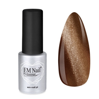EM Nail Lakier hybrydowy Cat Eye 7D Mocha Mousse 9 – kawowy silk cat eye