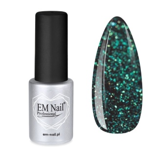 EM Nail Lakier hybrydowy Premium Emerald Frost 252 – szmaragd z drobiną