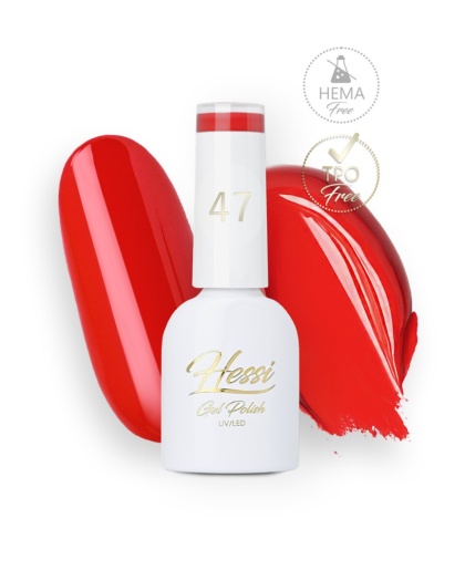 HESSI Lakier Hybrydowy 47 – Ognista Ciepła Czerwień UV/LED