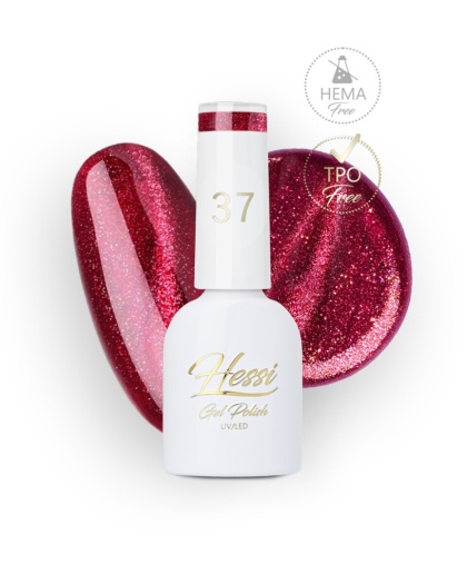 Lakier hybrydowy HESSI 37 Cat Eye malinowo-czerwony z efektem magnetycznym