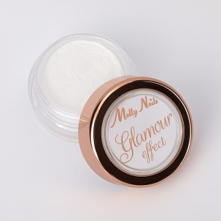 Molly Nails Pyłek Glamour Effect Nr 1 – perłowy efekt tafli, 1 g + pacynka