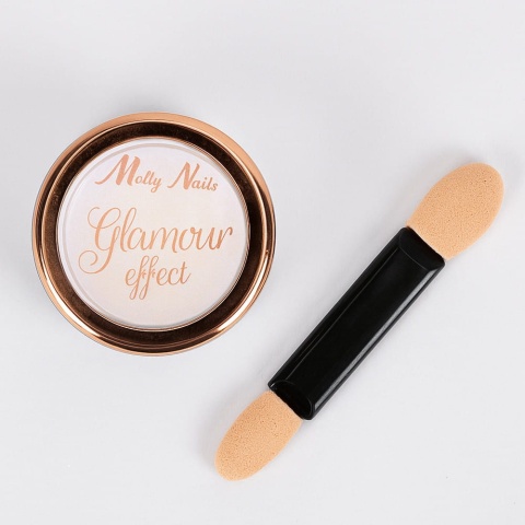 Molly Nails Pyłek Glamour Effect Nr 1 – perłowy efekt tafli, 1 g + pacynka