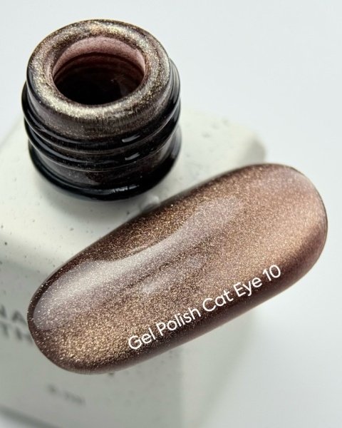NAILSOFTHEDAY Cat Eye Gel Polish 10 – brązowy lakier hybrydowy „kocie oko” 6 ml