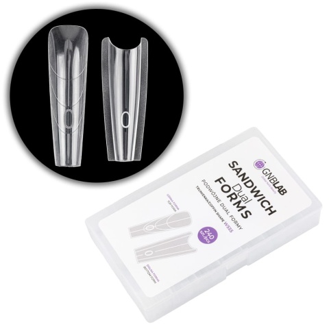Podwójne kanapkowe dual formy do budowy paznokci Sandwich dual forms trumienka 15 rozmiarów 240 szt