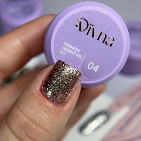 DIVNA Lucent Gel 04 Pink żel do zdobień pink glitter 5 g