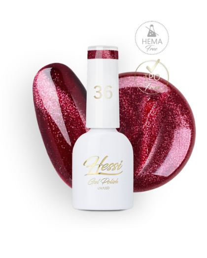 Lakier Hybrydowy HESSI 36 Cat Eye – wiśniowy z magnetycznym efektem