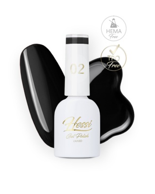 HESSI Lakier Hybrydowy 02 Czarny 6 ml – głęboka czerń bez marszczenia