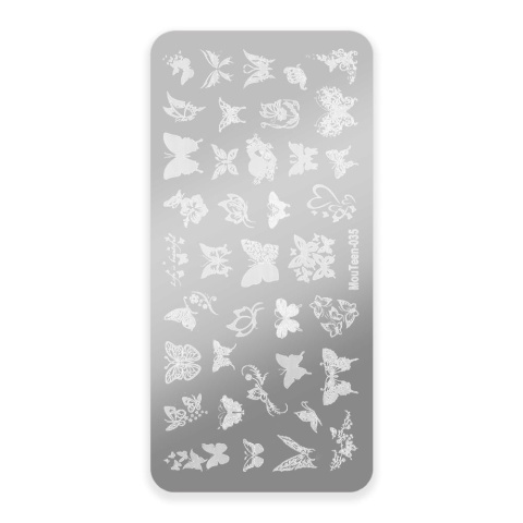 Blaszka do stempli ze wzorami motyli MouTeen-035 – stamping nail art