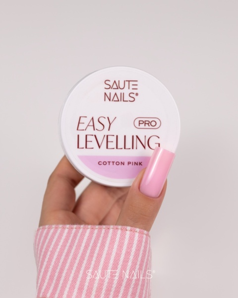 Saute Nails Żel budujący Easy Levelling PRO Cotton Pink 50g – mleczno-różowy cukierkowy