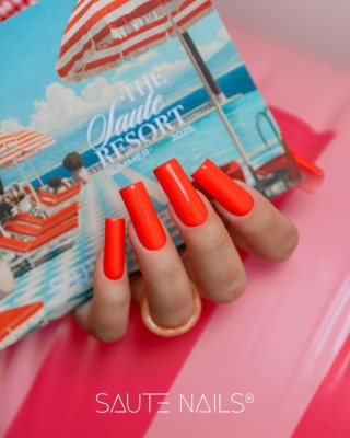 Saute Nails Lakier hybrydowy S309 Juicy Lucy – neonowa soczysta czerwień